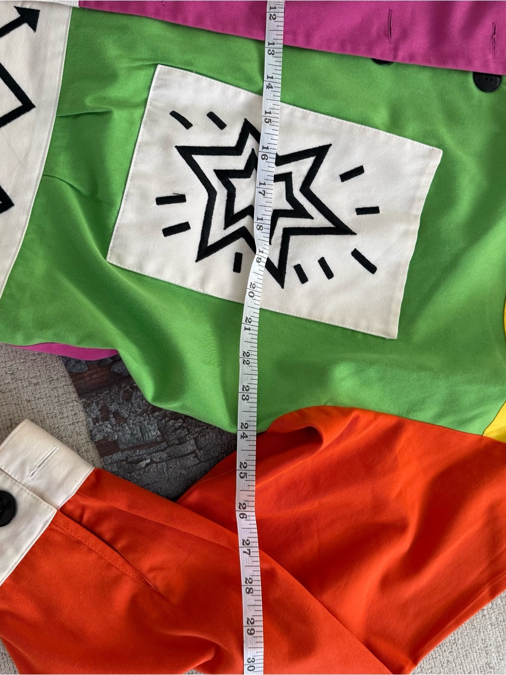 Vintage 80’sColorblock Pop Art Cotton Jacket - Multicolor - Picture 8 of 10